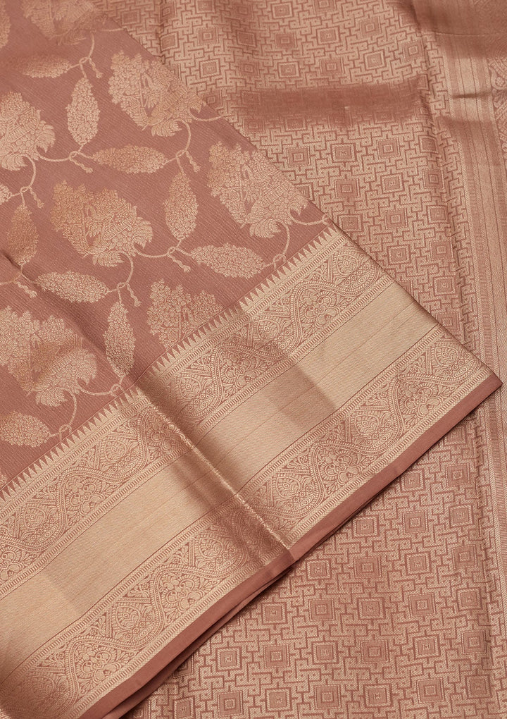 Beige Zariwork Pure Silk Saree-koskii