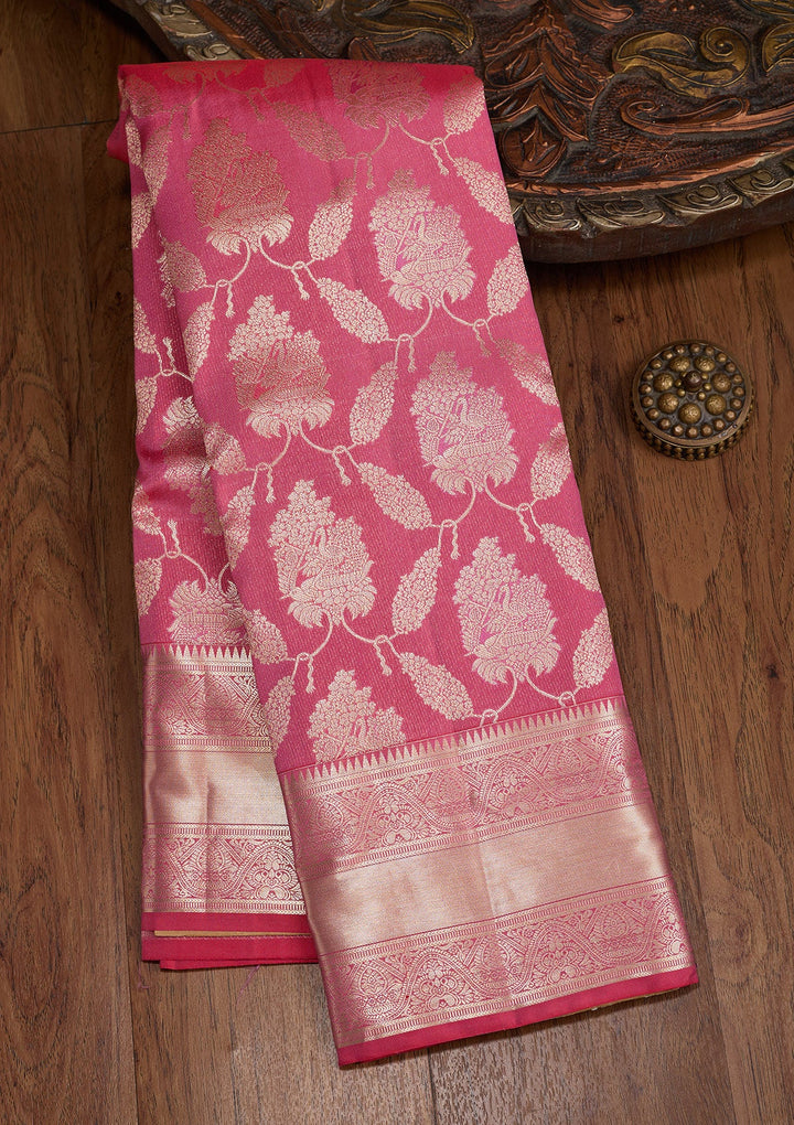 Pink Zariwork (Gold) Silk Silk_Saree