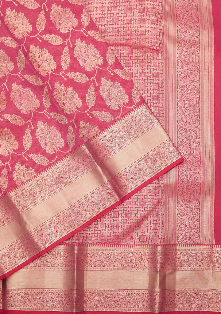 Pink Zariwork (Gold) Silk Silk_Saree
