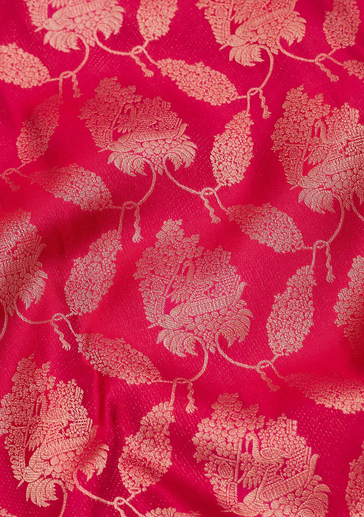 Rani Pink Zariwork Pure Silk Saree-koskii