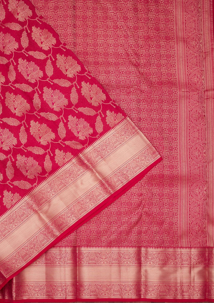 Rani Pink Zariwork Pure Silk Saree-koskii