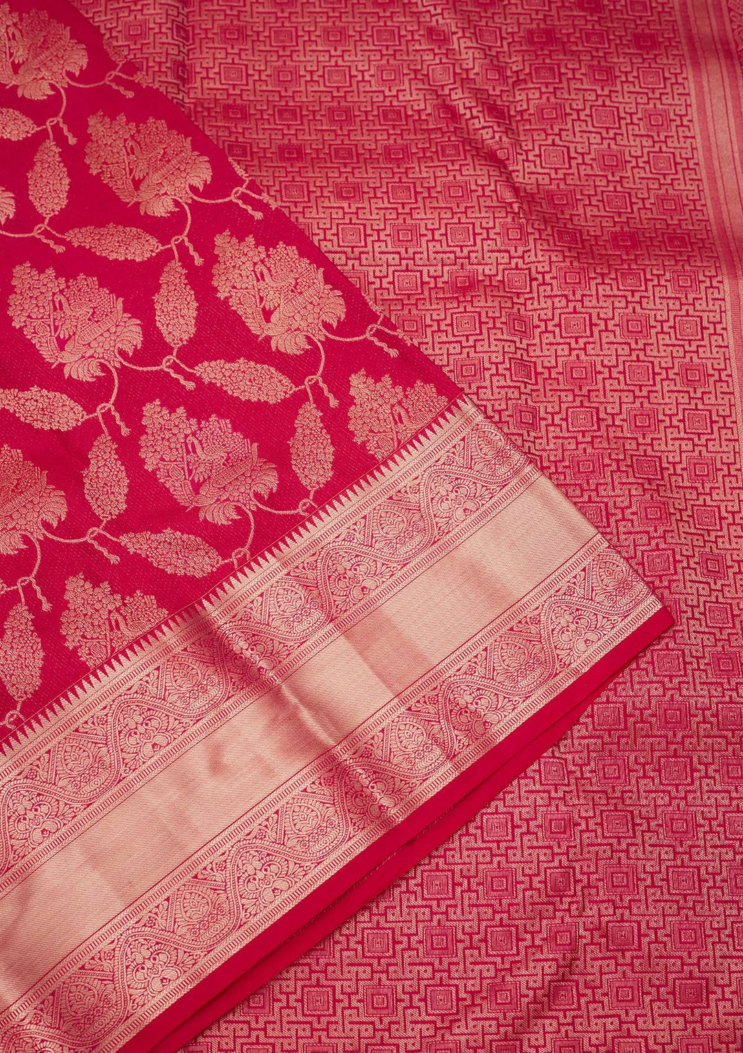 Rani Pink Zariwork Pure Silk Saree-koskii