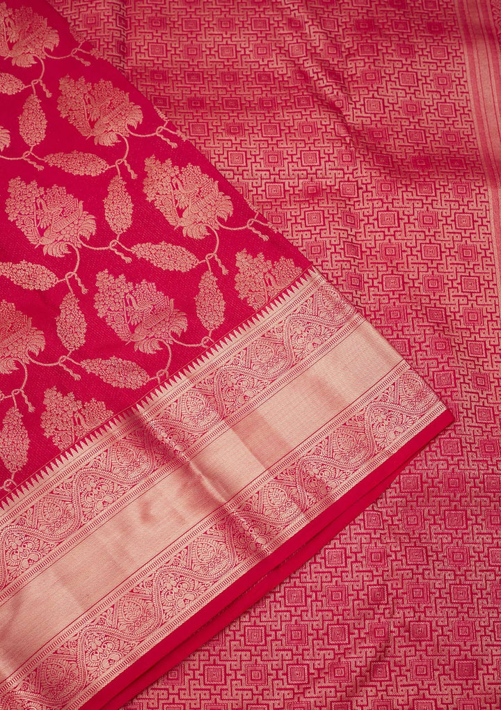 Rani Pink Zariwork Pure Silk Saree-koskii