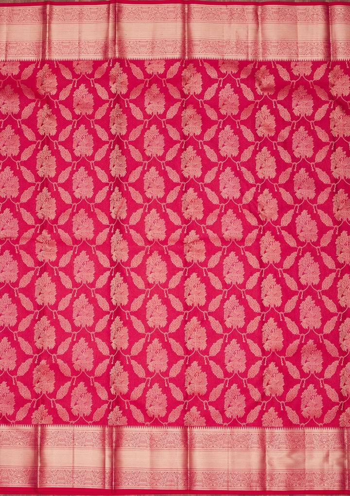 Rani Pink Zariwork Pure Silk Saree-koskii
