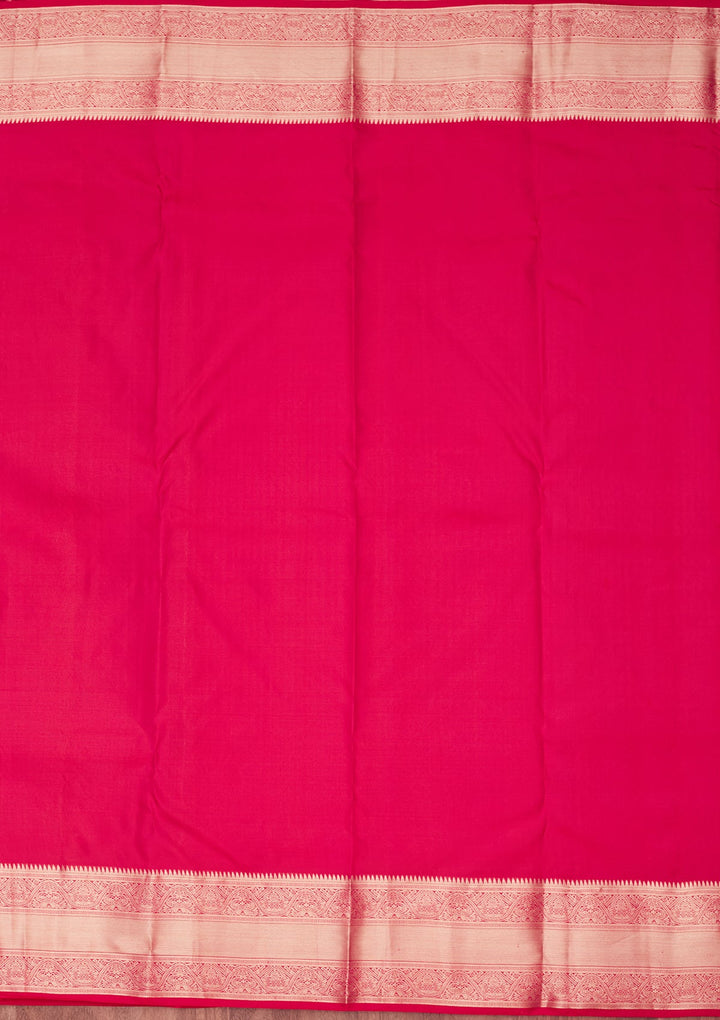 Rani Pink Zariwork Pure Silk Saree-koskii