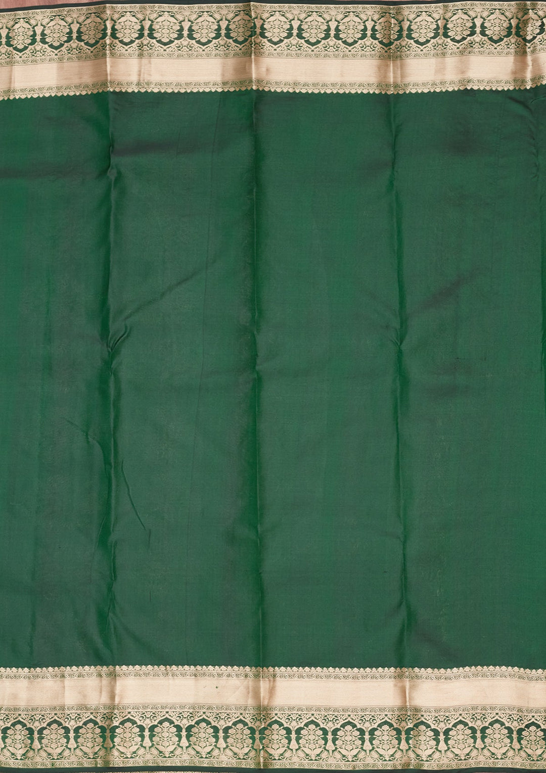 Bottle Green Zariwork Pure Silk Saree-koskii