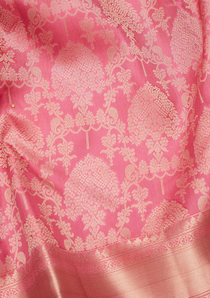 Onion Pink Zariwork Pure Silk Saree-koskii