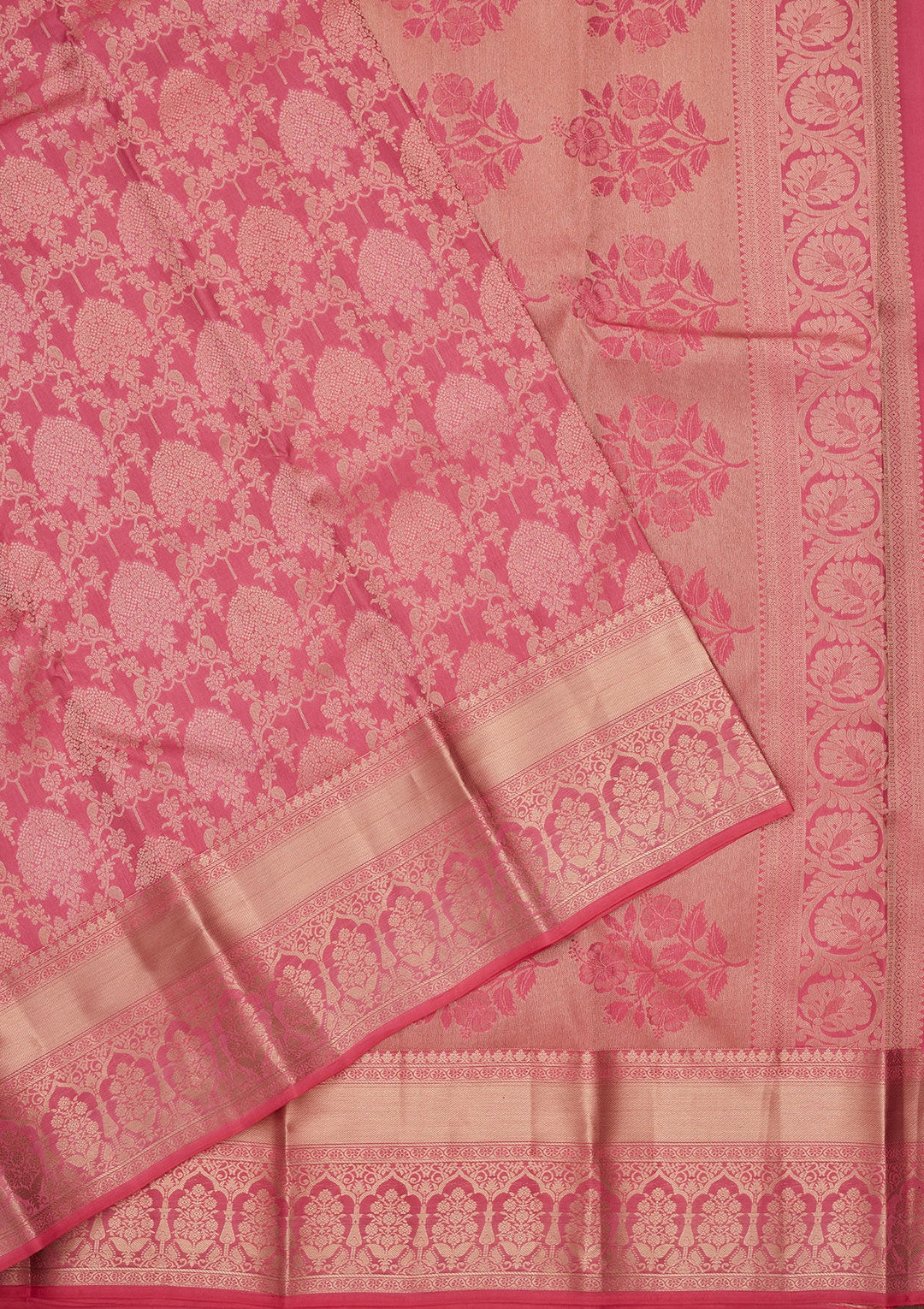 Onion Pink Zariwork Pure Silk Saree-koskii