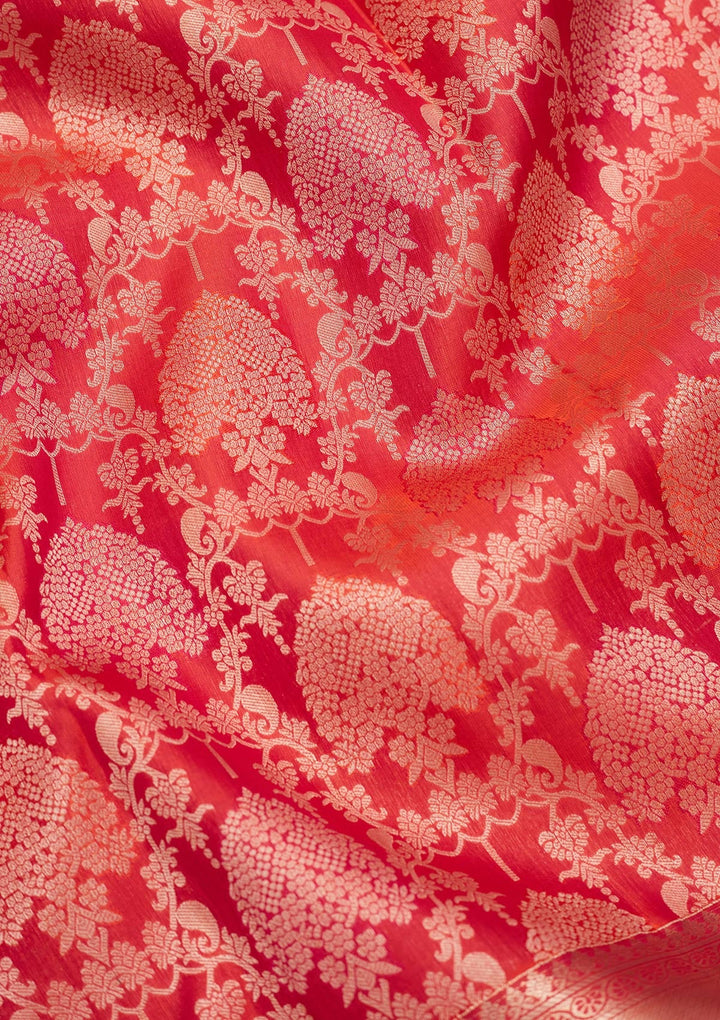 Orange Zariwork Pure Silk Saree-koskii