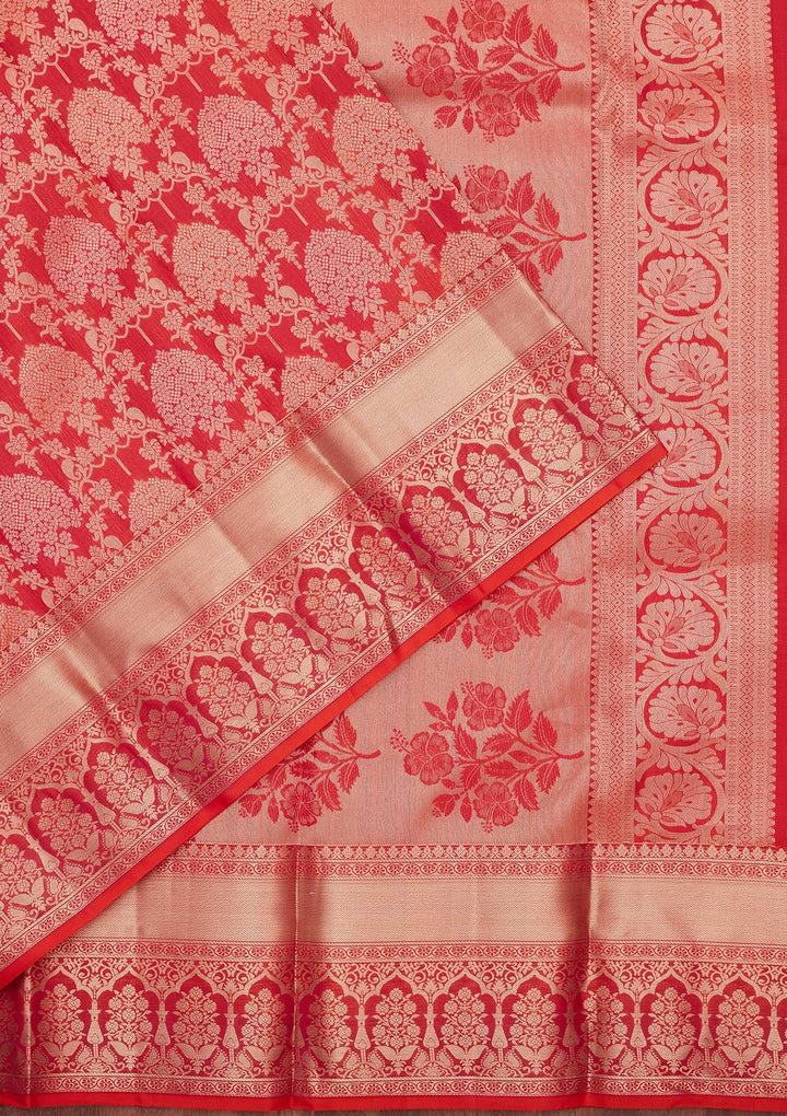 Orange Zariwork Pure Silk Saree-koskii