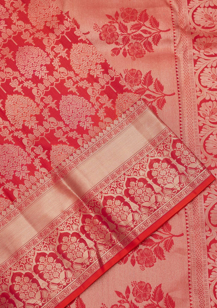Orange Zariwork Pure Silk Saree-koskii