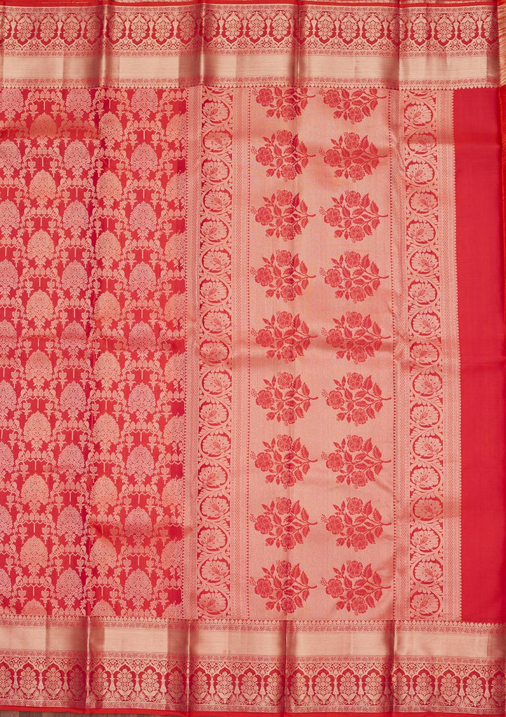 Orange Zariwork Pure Silk Saree-koskii