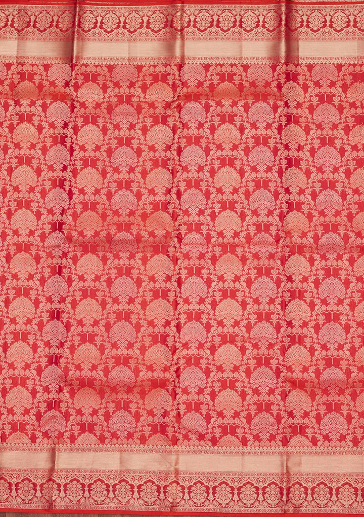 Orange Zariwork Pure Silk Saree-koskii