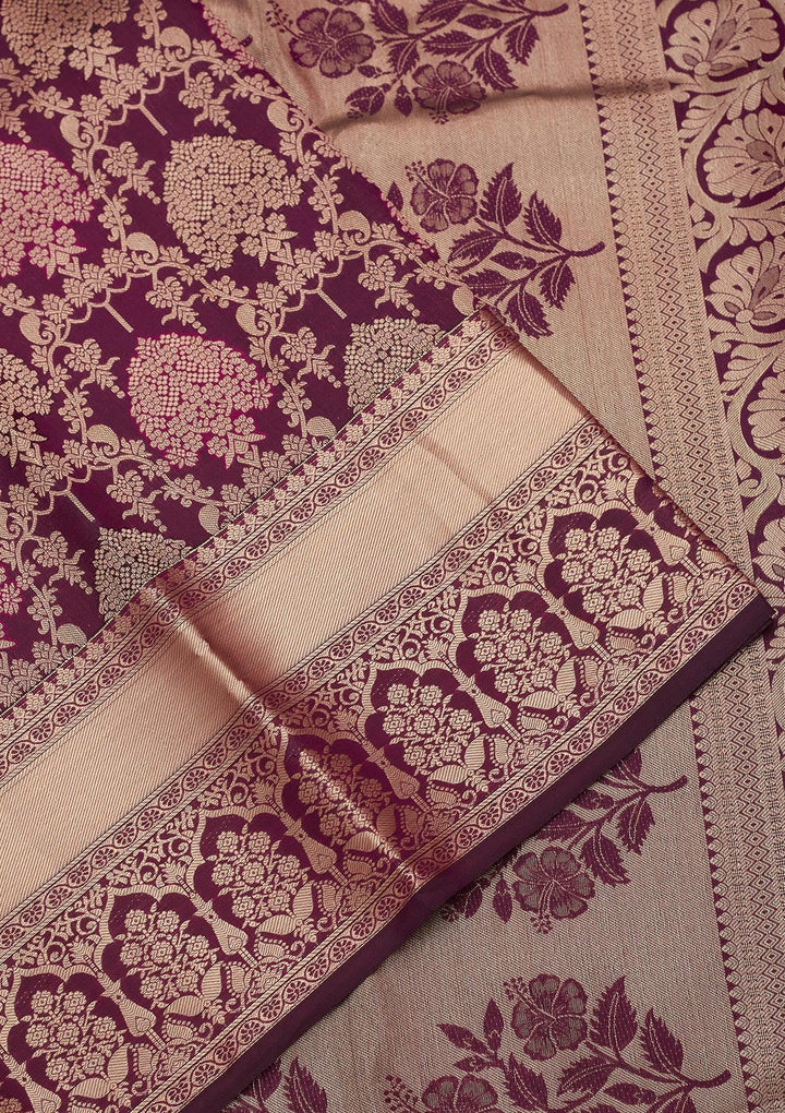 Purple Zariwork Pure Silk Saree-koskii