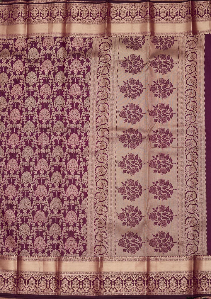 Purple Zariwork Pure Silk Saree-koskii