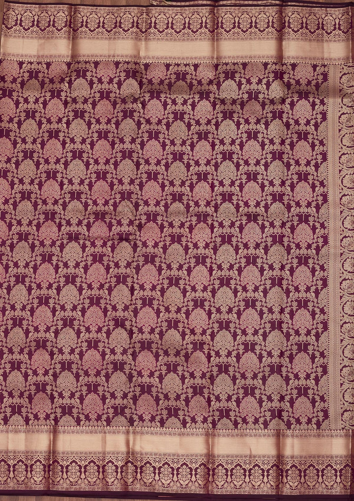 Purple Zariwork Pure Silk Saree-koskii
