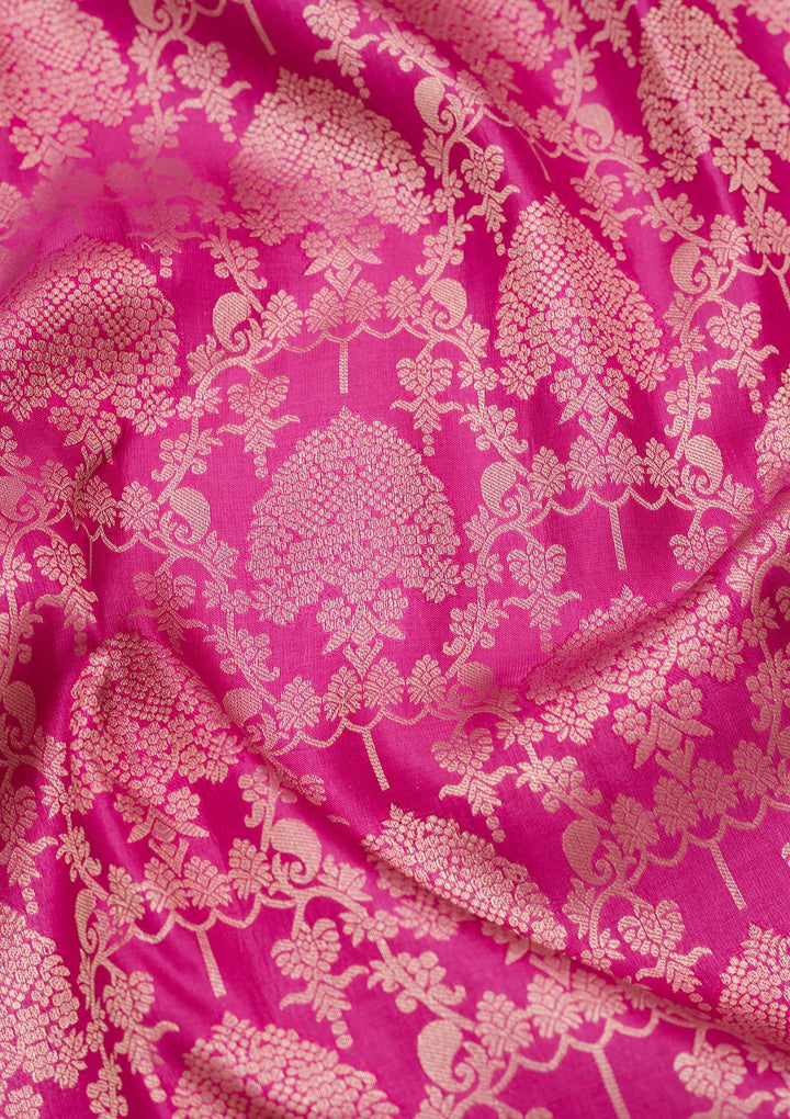Rani Pink Zariwork Pure Silk Saree-koskii