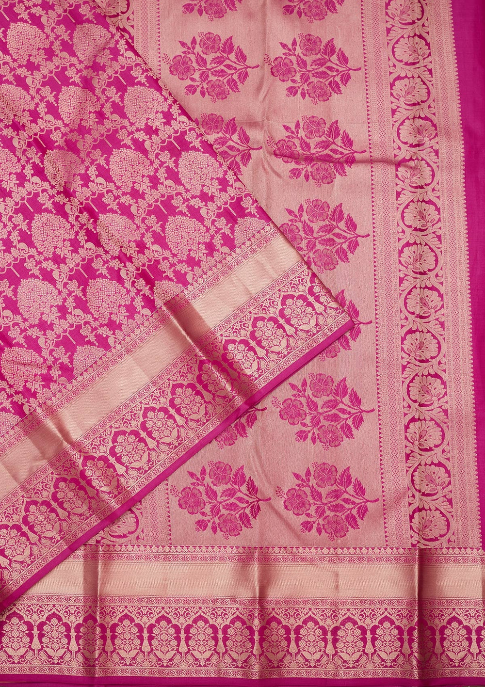 Rani Pink Zariwork Pure Silk Saree-koskii