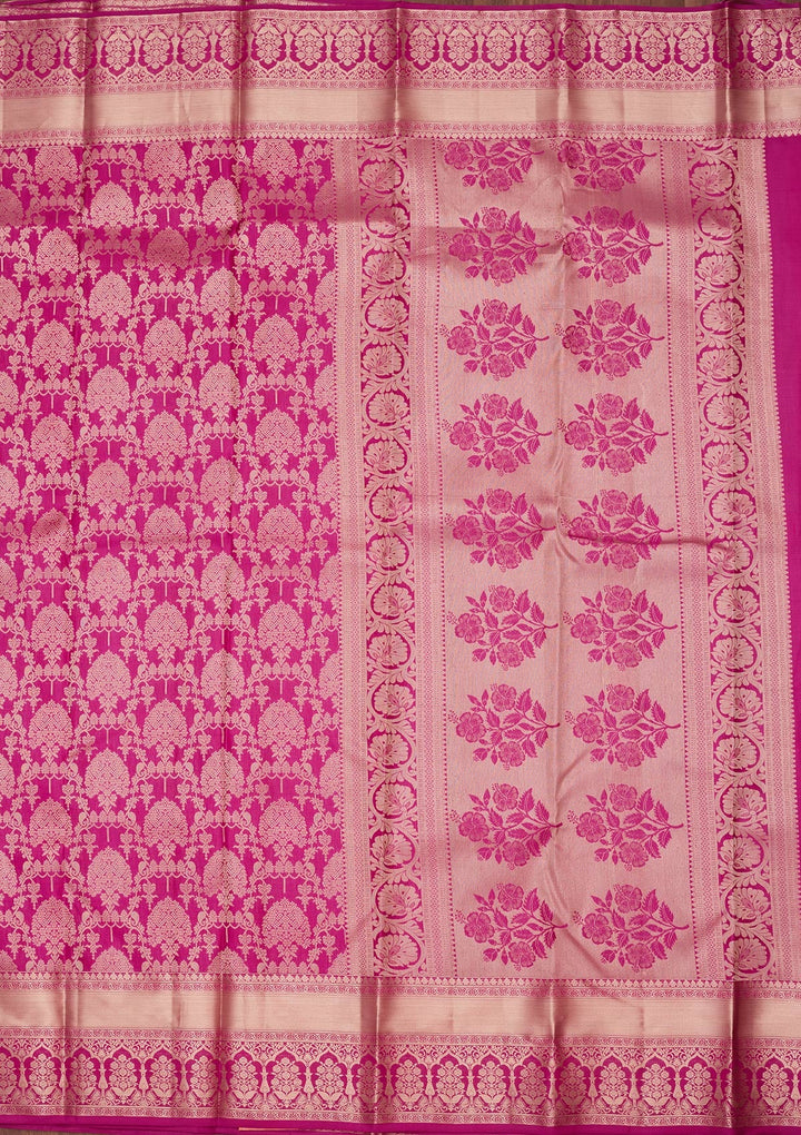 Rani Pink Zariwork Pure Silk Saree-koskii