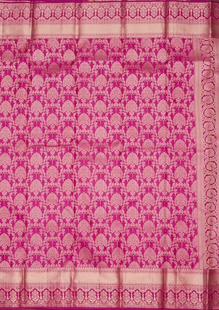 Rani Pink Zariwork Pure Silk Saree-koskii