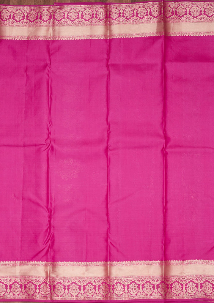 Rani Pink Zariwork Pure Silk Saree-koskii