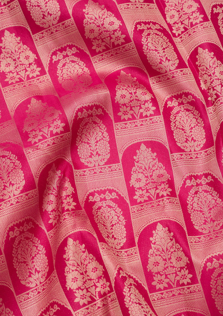 Rani Pink Zariwork Pure Silk Saree-koskii