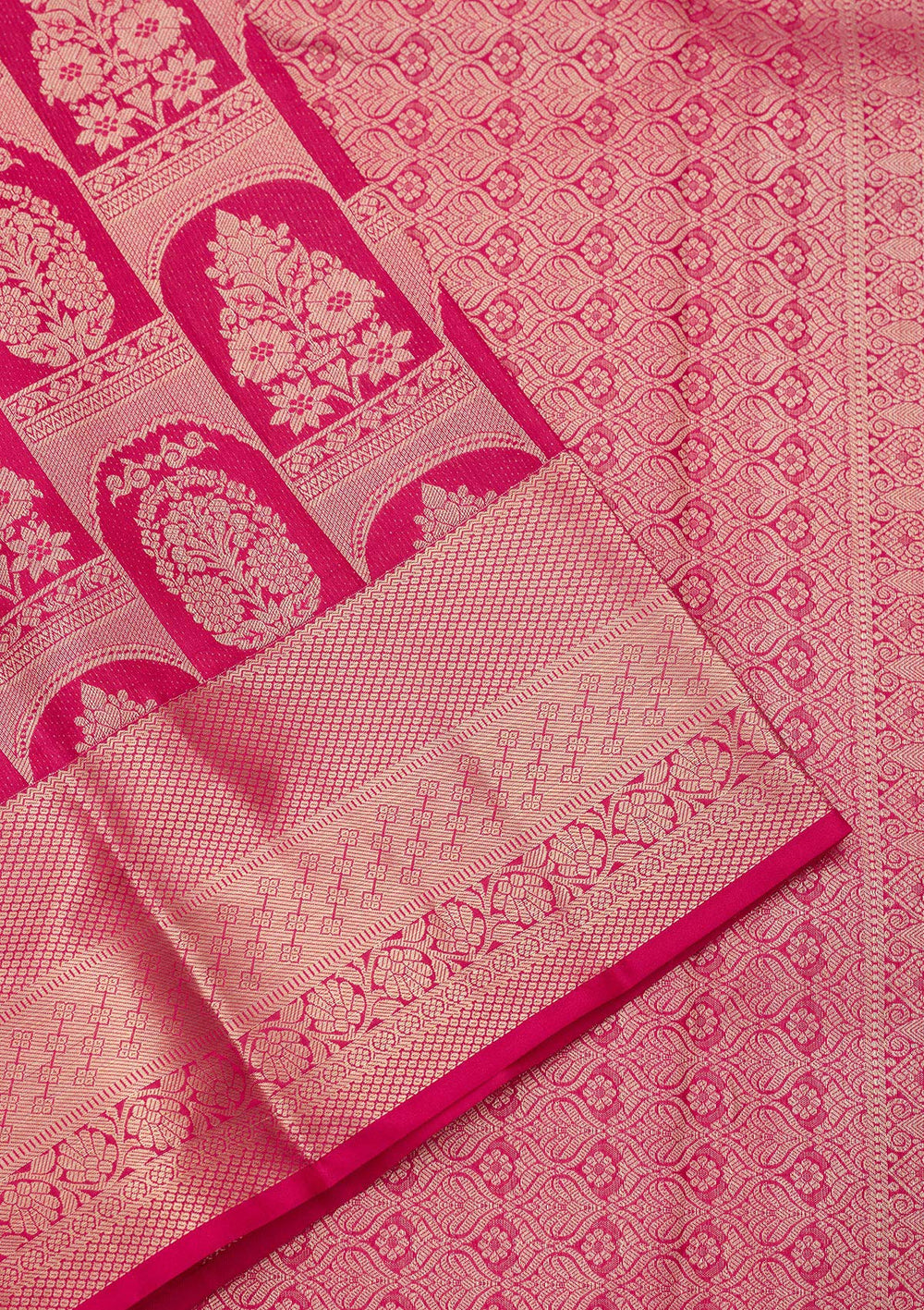 Rani Pink Zariwork Pure Silk Saree-koskii
