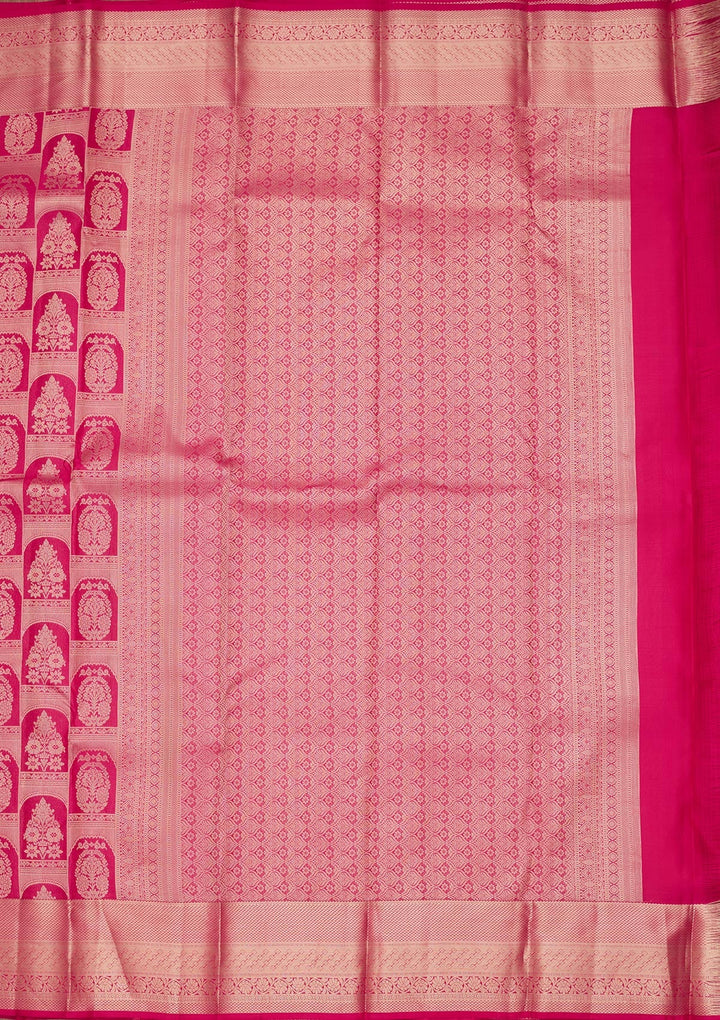 Rani Pink Zariwork Pure Silk Saree-koskii