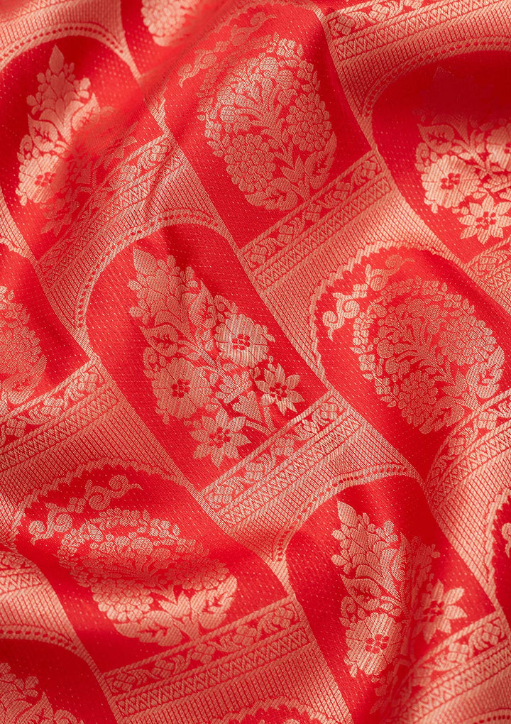 Red Zariwork Pure Silk Saree-koskii