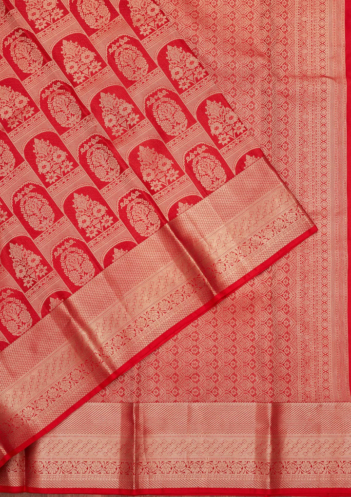 Red Zariwork Pure Silk Saree-koskii