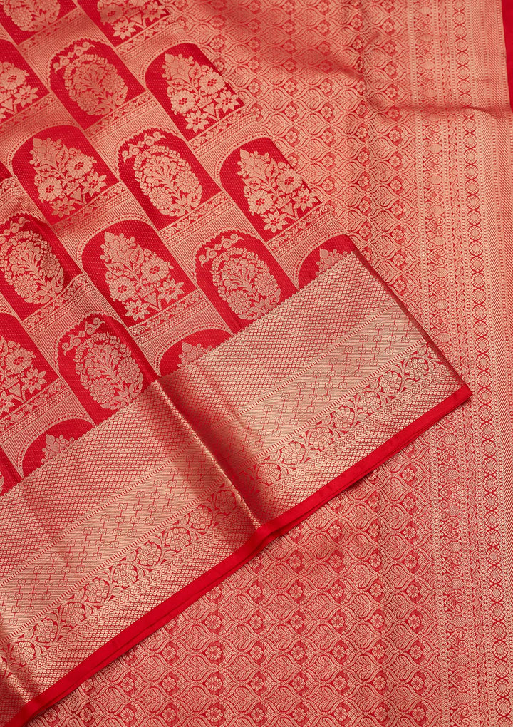 Red Zariwork Pure Silk Saree-koskii