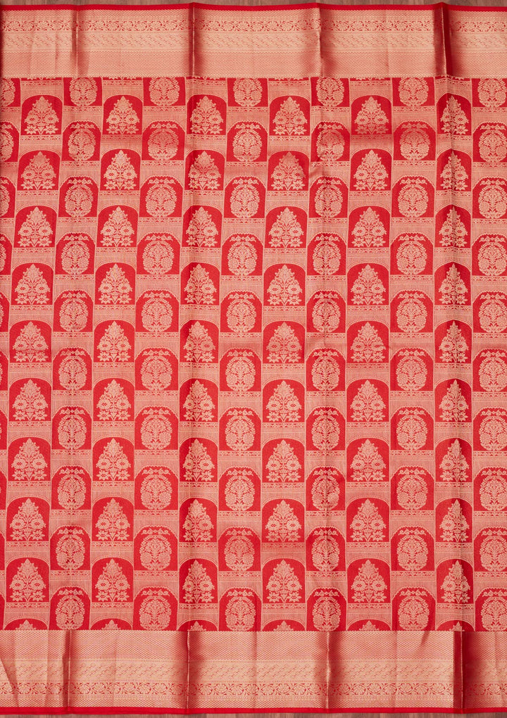 Red Zariwork Pure Silk Saree-koskii