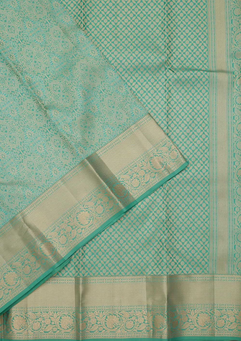 Sea Green Zariwork Pure Silk Saree-koskii