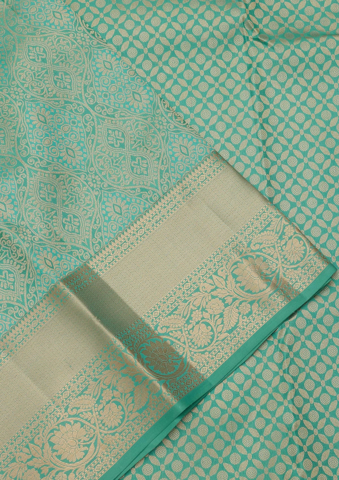 Sea Green Zariwork Pure Silk Saree-koskii
