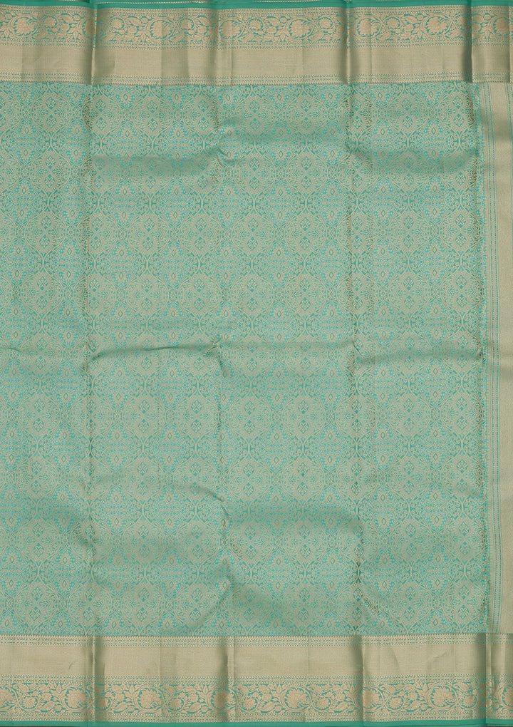 Sea Green Zariwork Pure Silk Saree-koskii