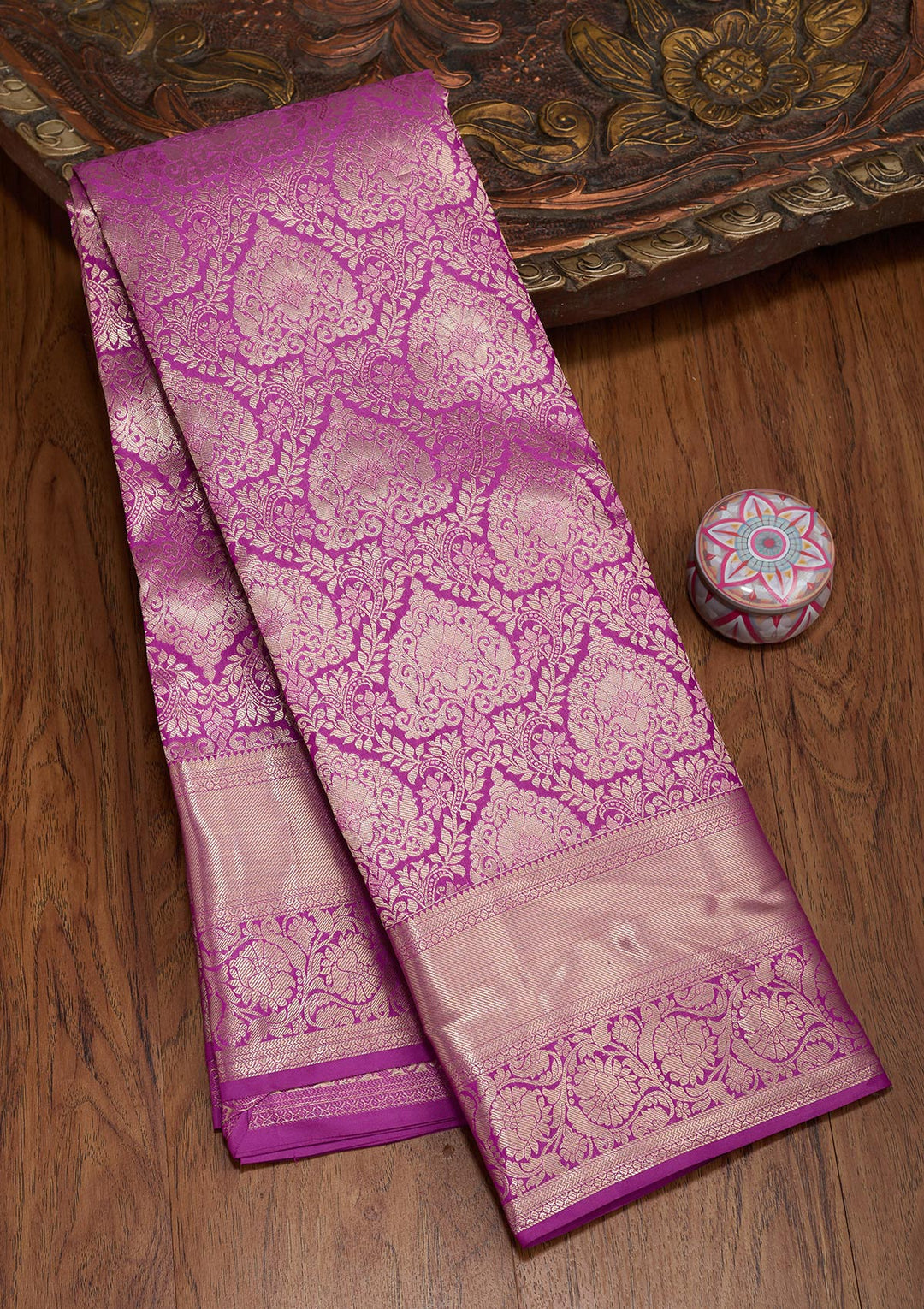 Lavender Zariwork Pure Silk Saree-koskii