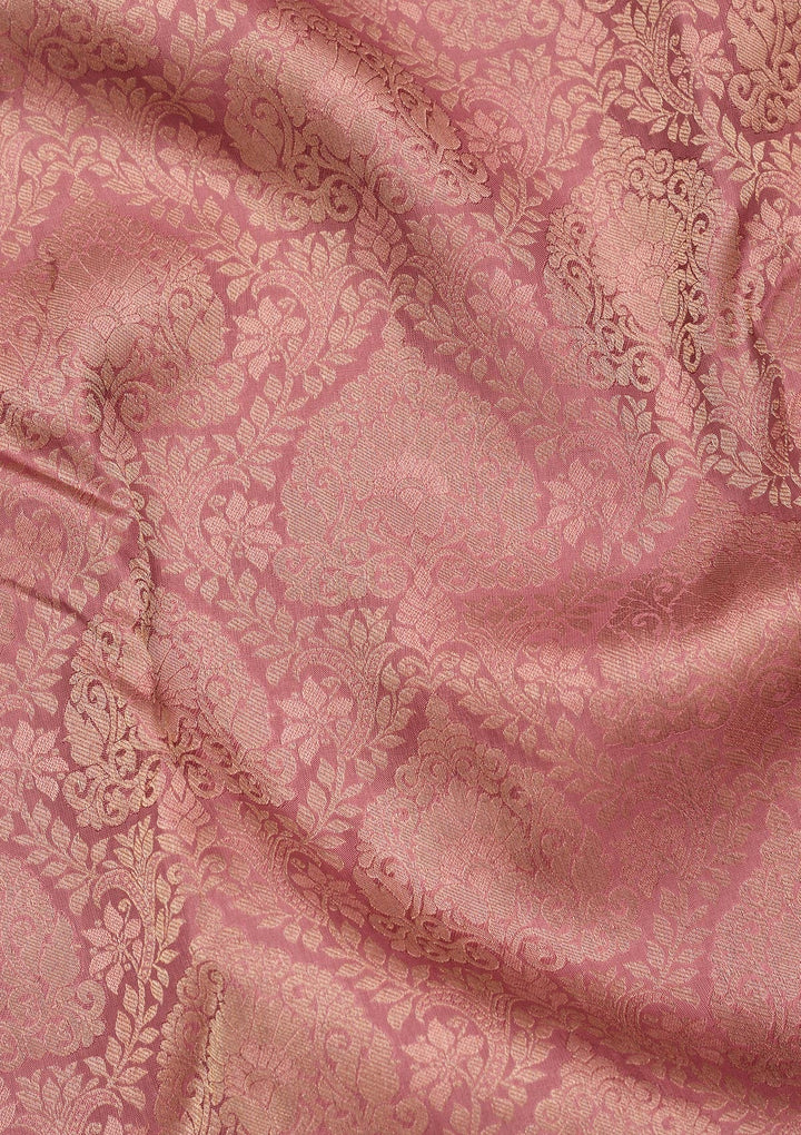 Onion Pink Zariwork Pure Silk Saree-koskii