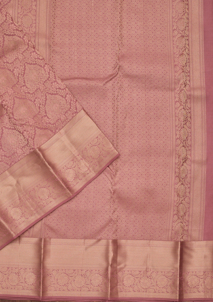 Onion Pink Zariwork Pure Silk Saree-koskii