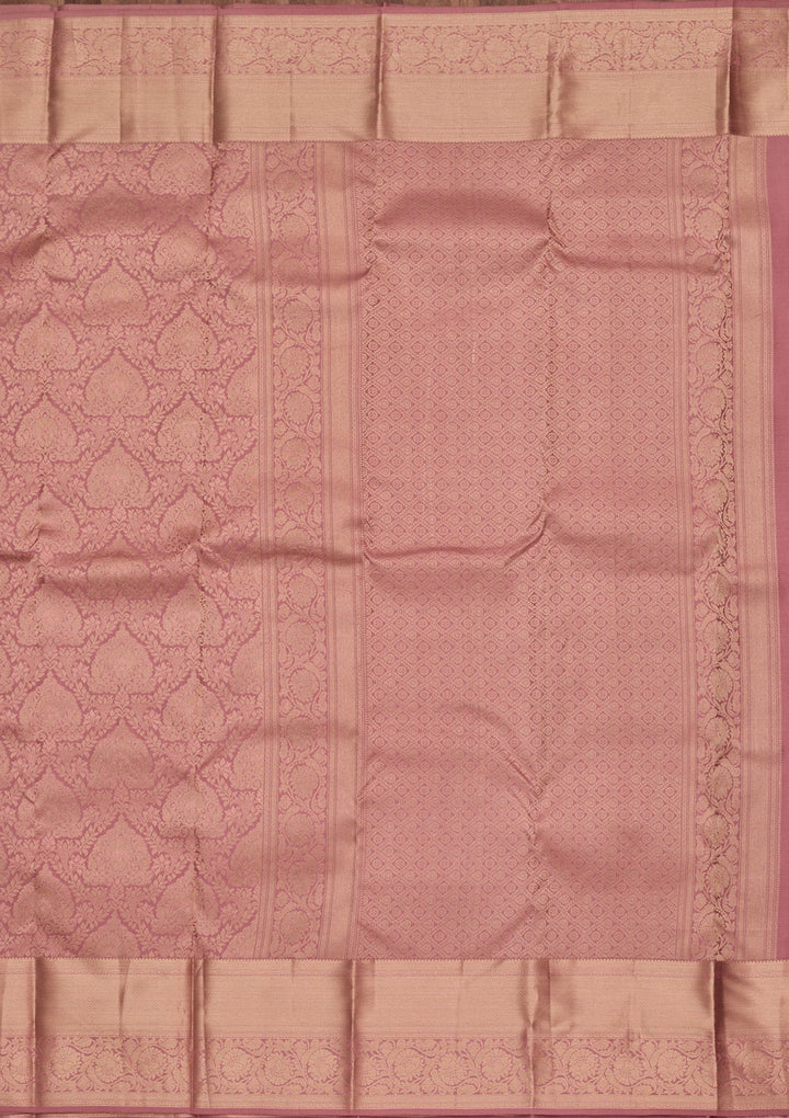 Onion Pink Zariwork Pure Silk Saree-koskii