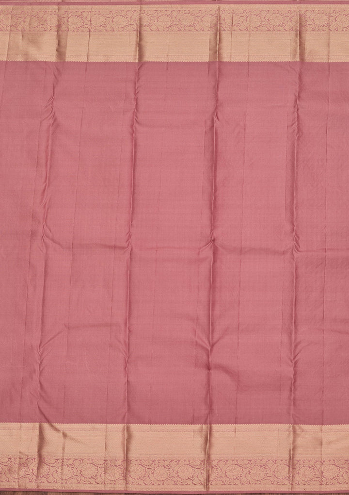 Onion Pink Zariwork Pure Silk Saree-koskii