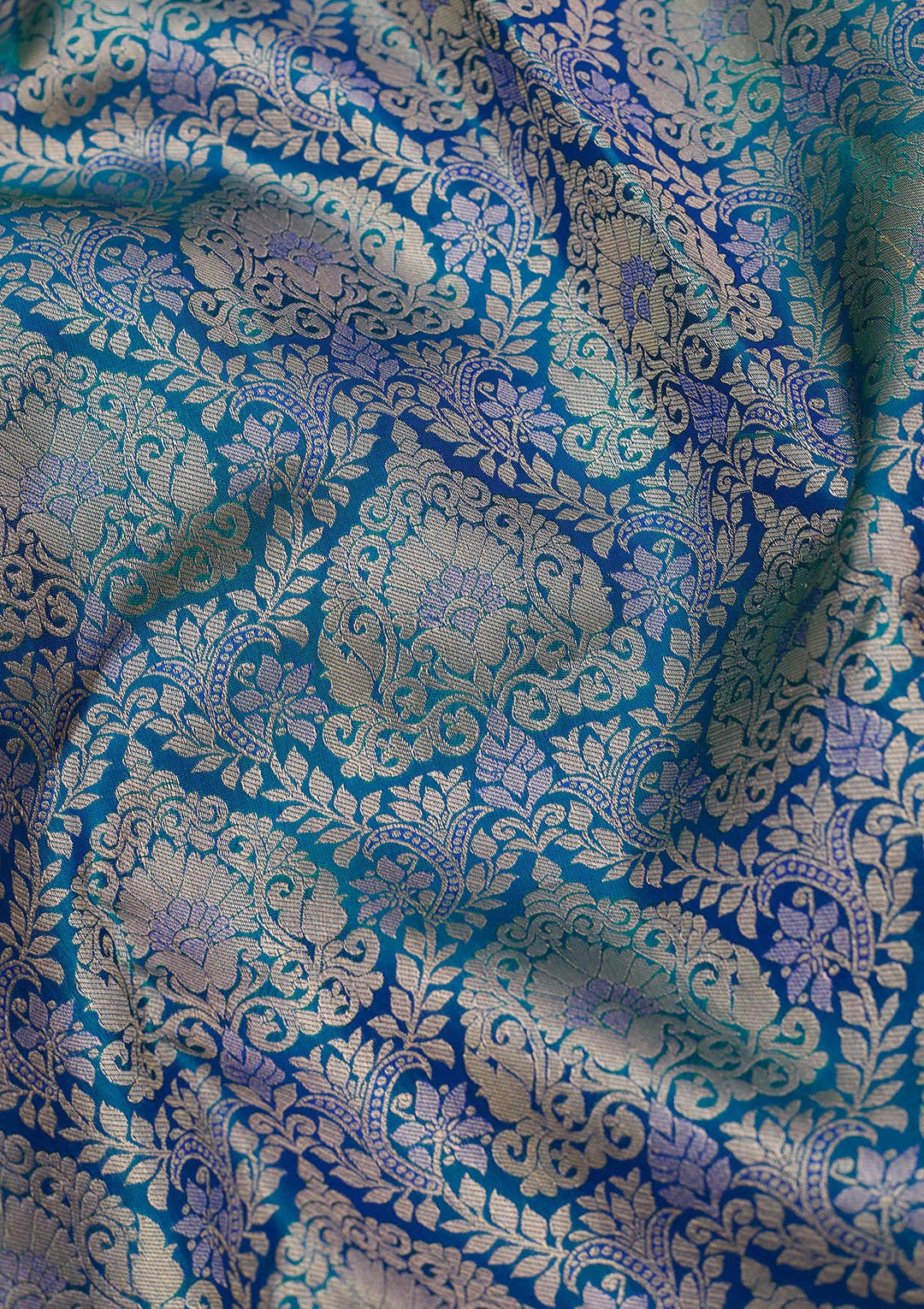 Peacock Blue Zariwork (Gold) Pure Silk Silk_Saree