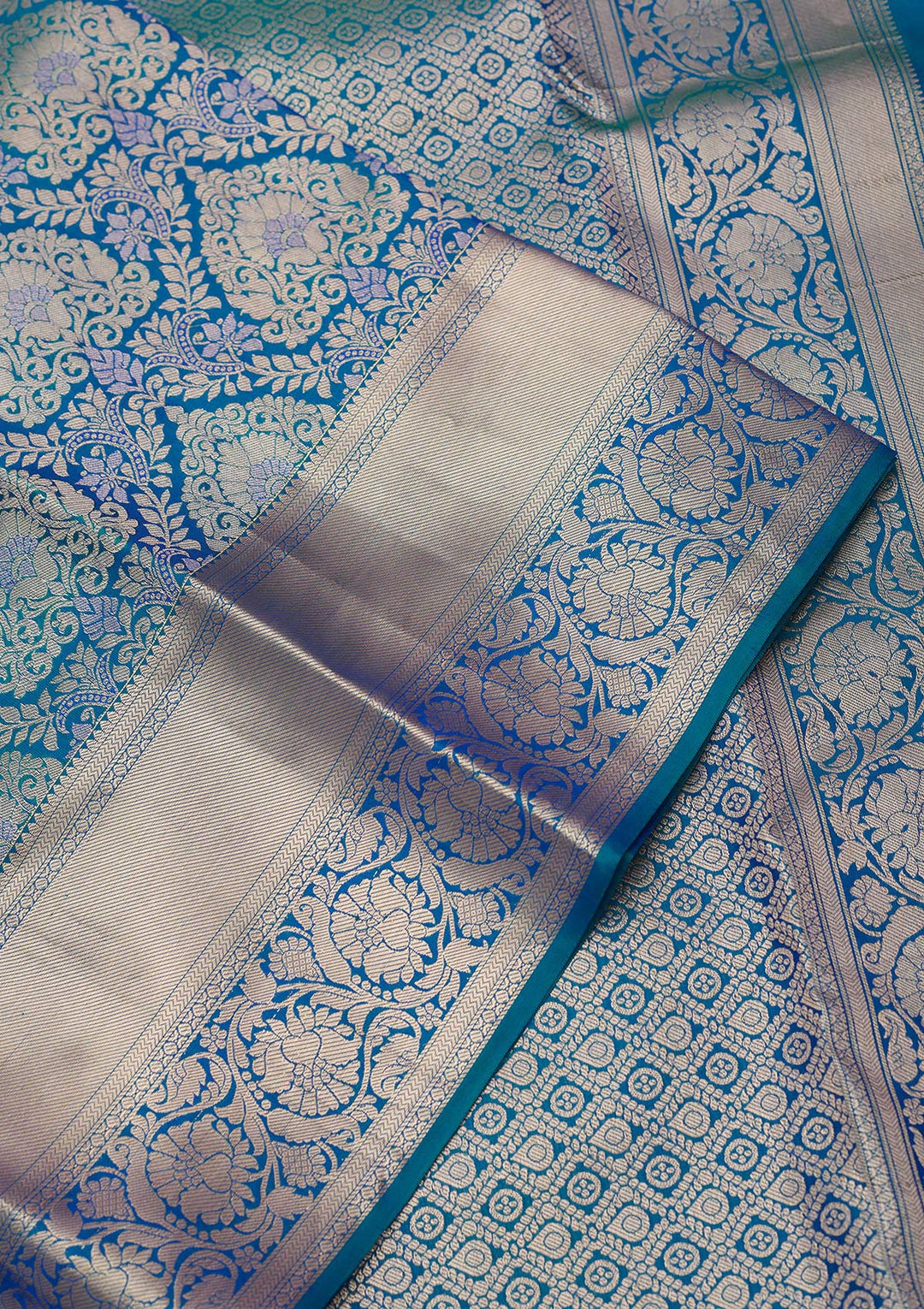 Peacock Blue Zariwork (Gold) Pure Silk Silk_Saree