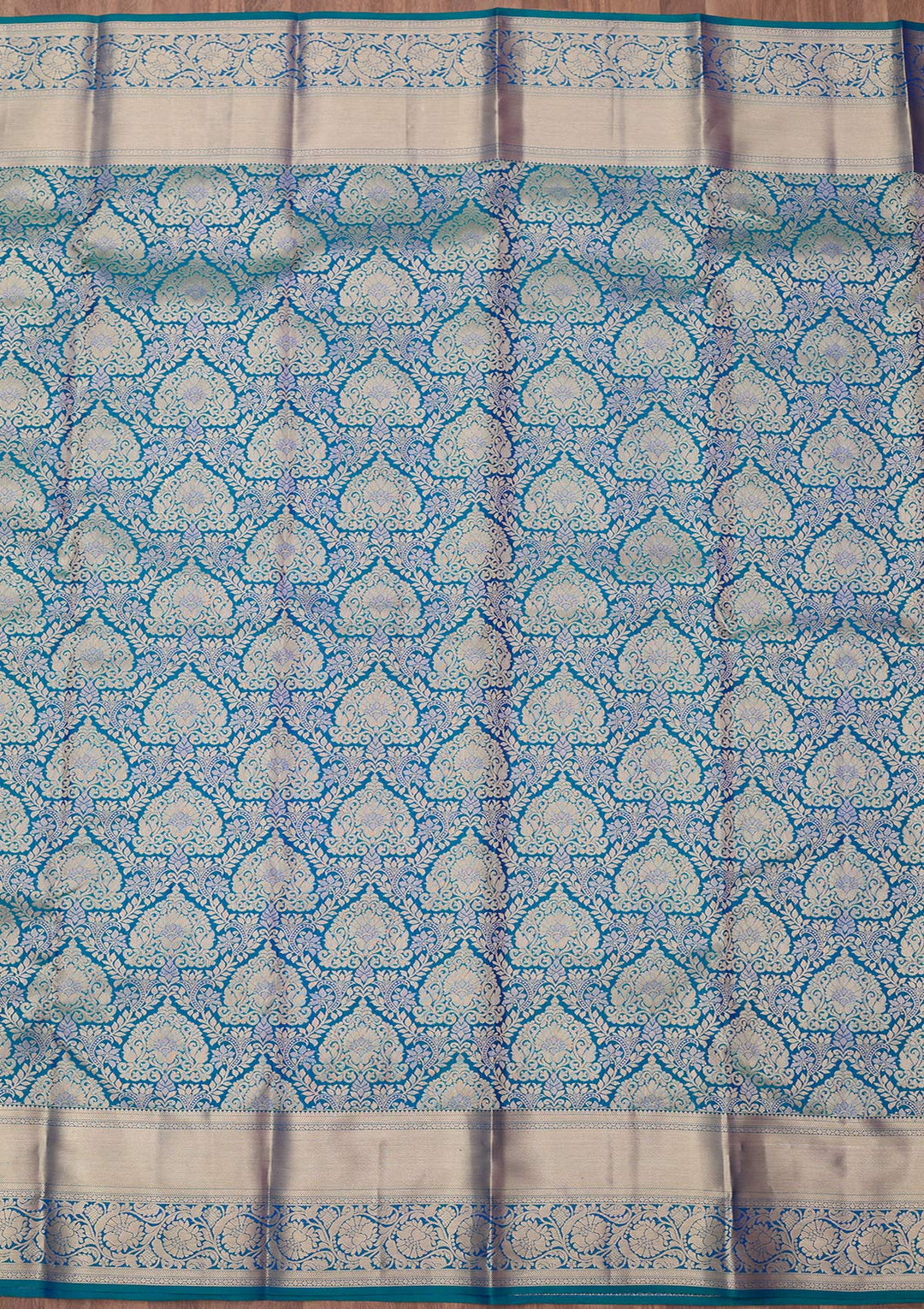 Peacock Blue Zariwork (Gold) Pure Silk Silk_Saree