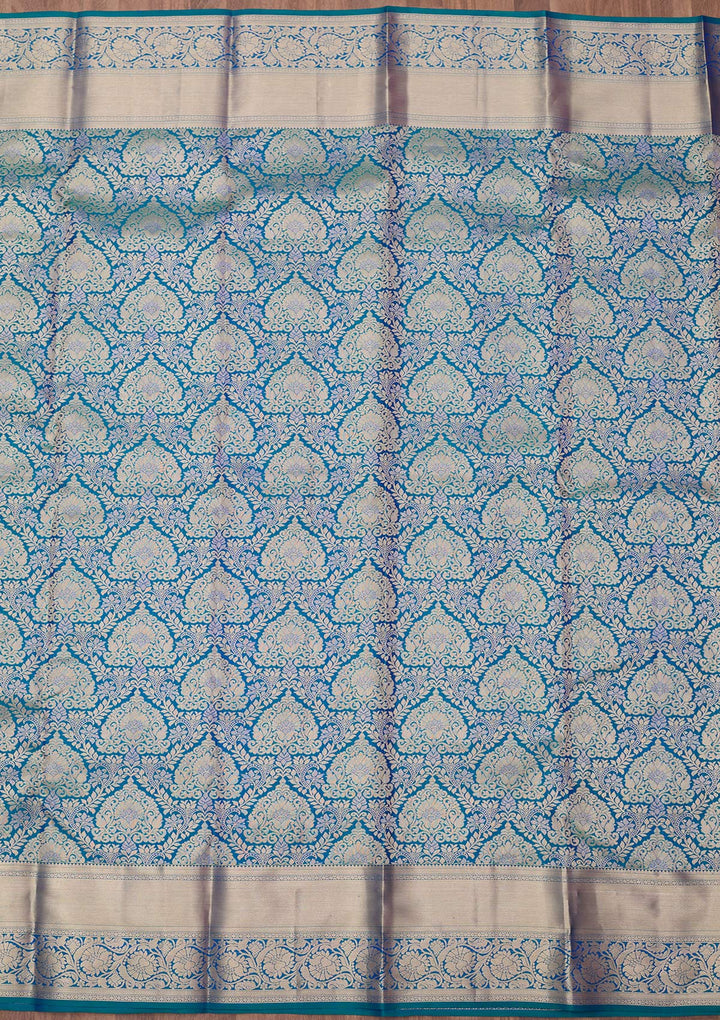 Peacock Blue Zariwork (Gold) Pure Silk Silk_Saree