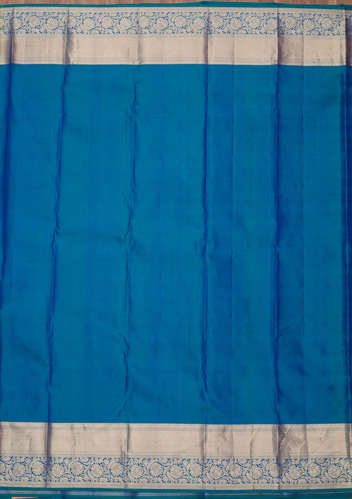 Peacock Blue Zariwork (Gold) Pure Silk Silk_Saree