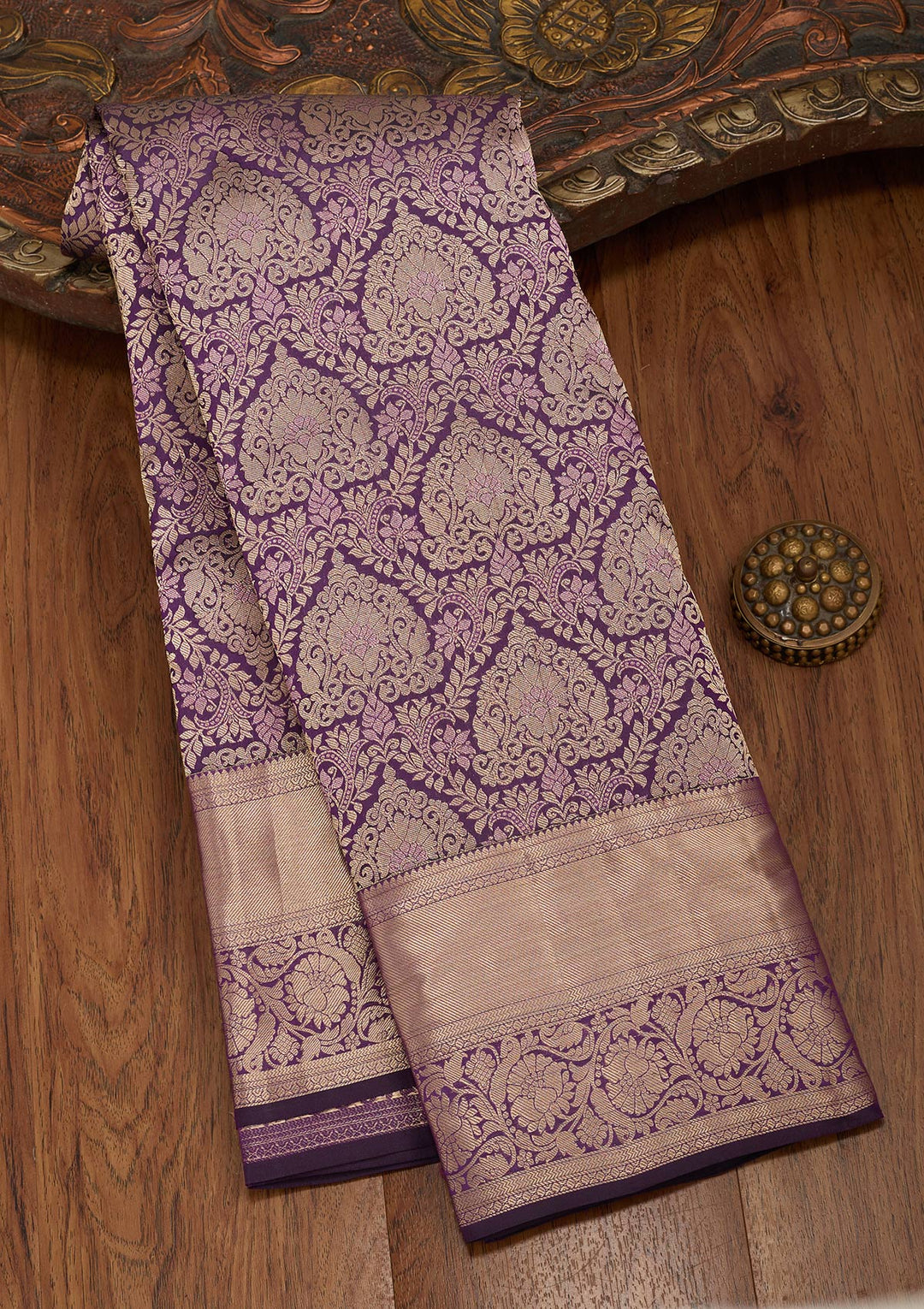 Purple Zariwork Pure Silk Saree-koskii