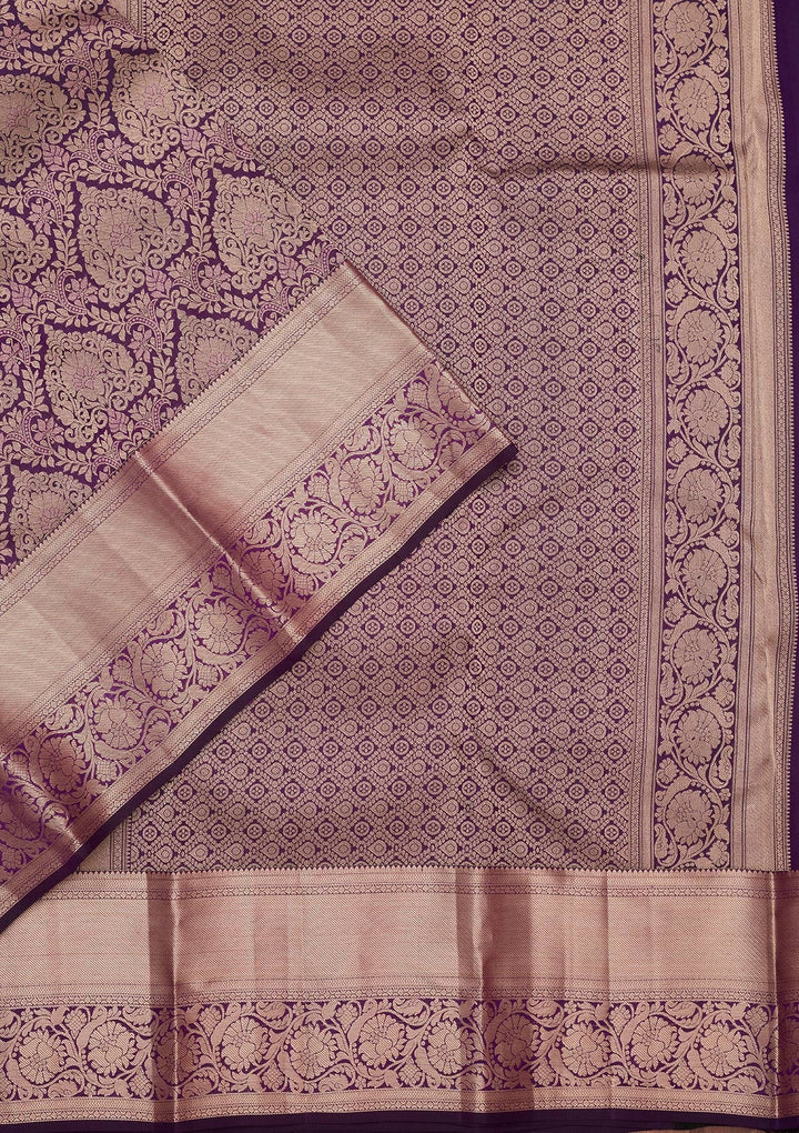 Purple Zariwork Pure Silk Saree-koskii
