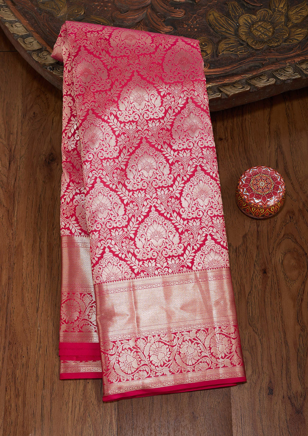 Rani Pink Zariwork (Gold) Pure Silk Silk_Saree