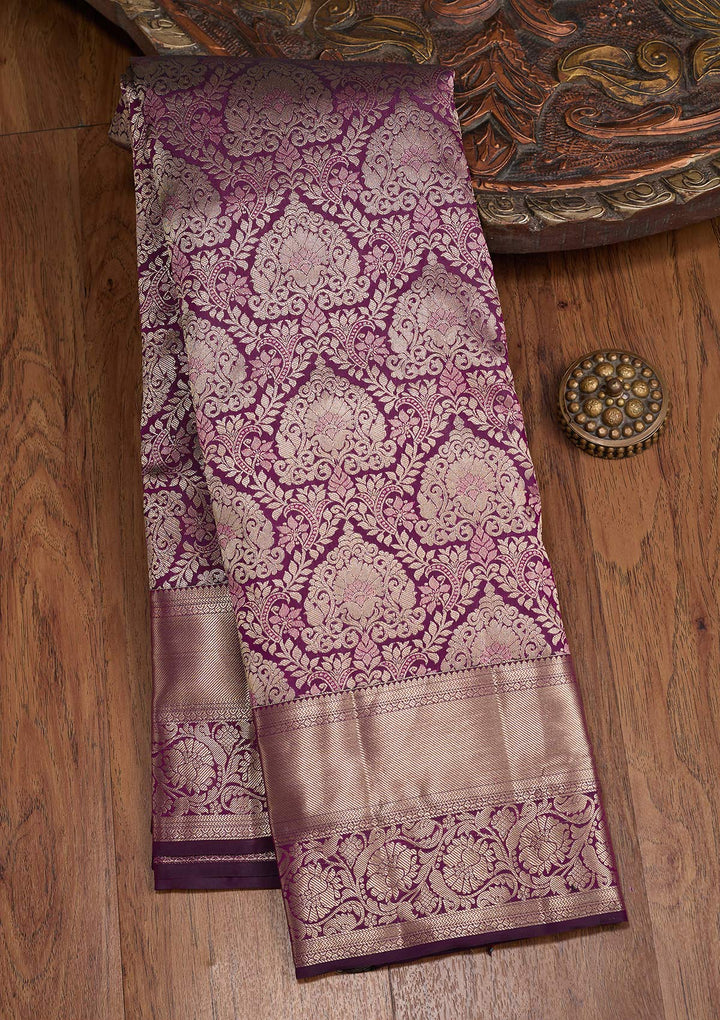 Wine Zariwork (Gold) Pure Silk Silk_Saree