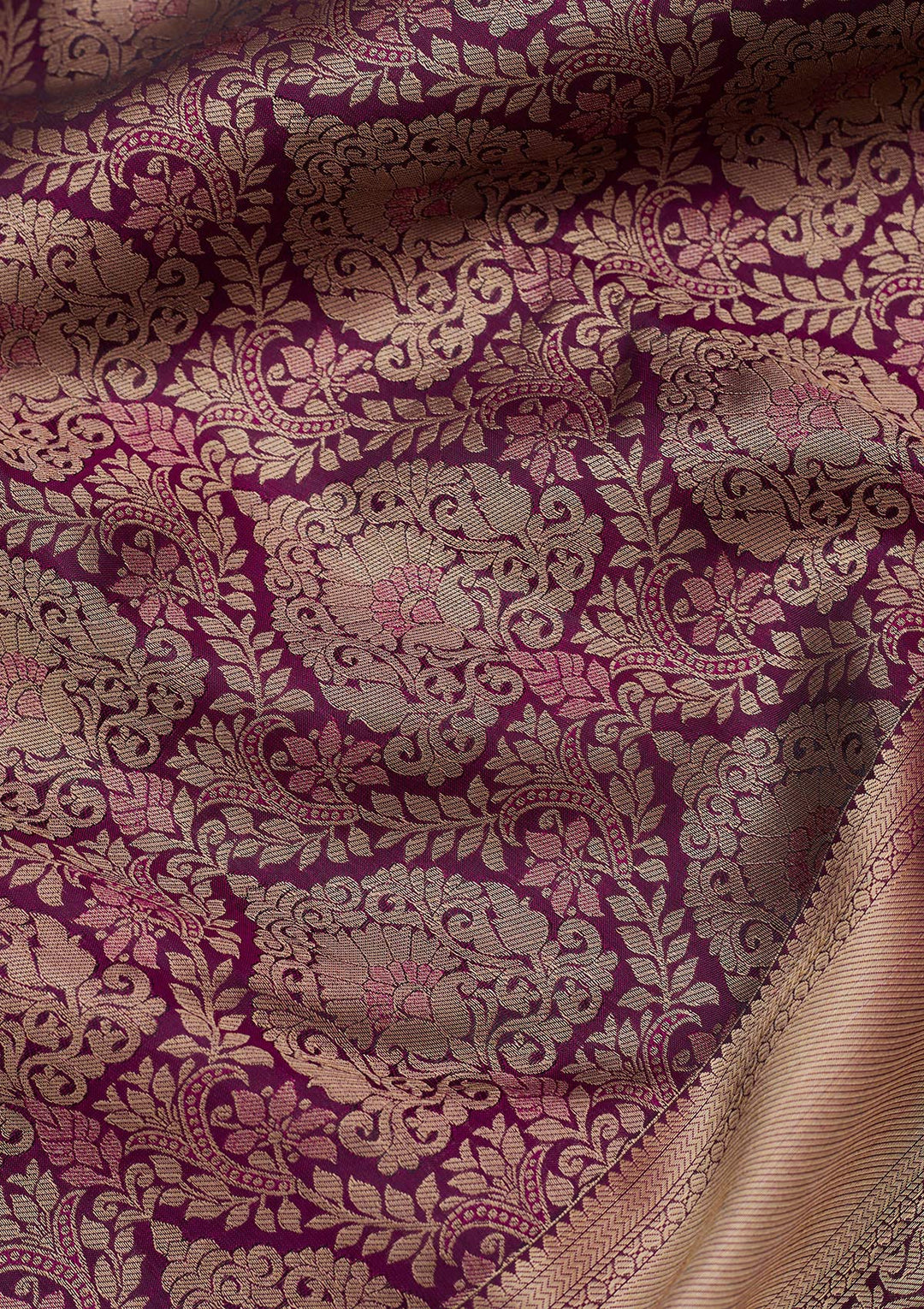 Wine Zariwork (Gold) Pure Silk Silk_Saree